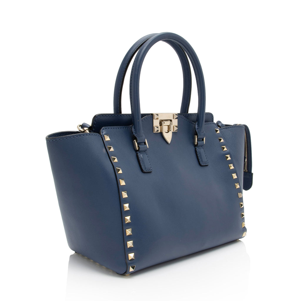 Valentino Calfskin Rockstud Double Handle Small Tote (SHF-WyhIHB)