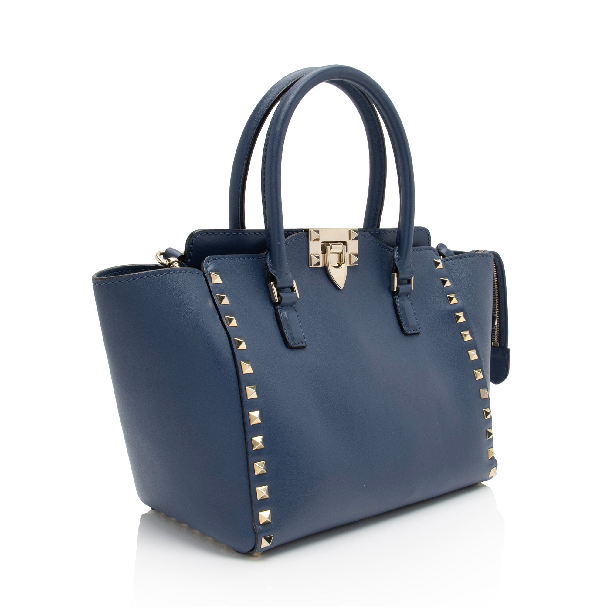 Valentino Calfskin Rockstud Double Handle Small Tote (SHF-WyhIHB)