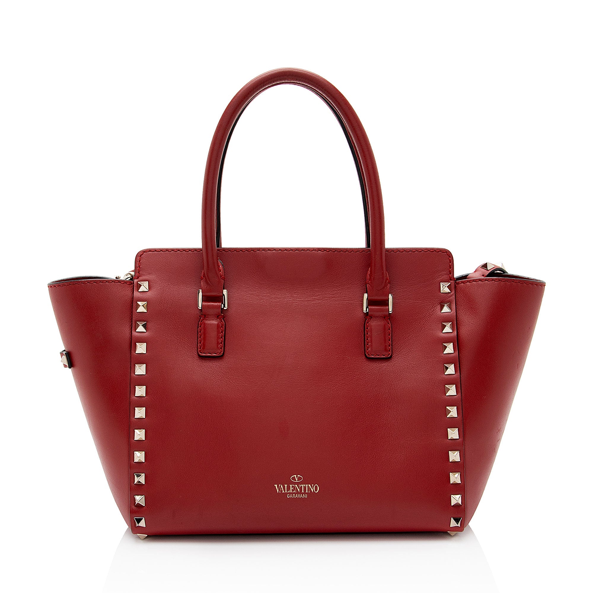Valentino Calfskin Rockstud Double Handle Small Tote