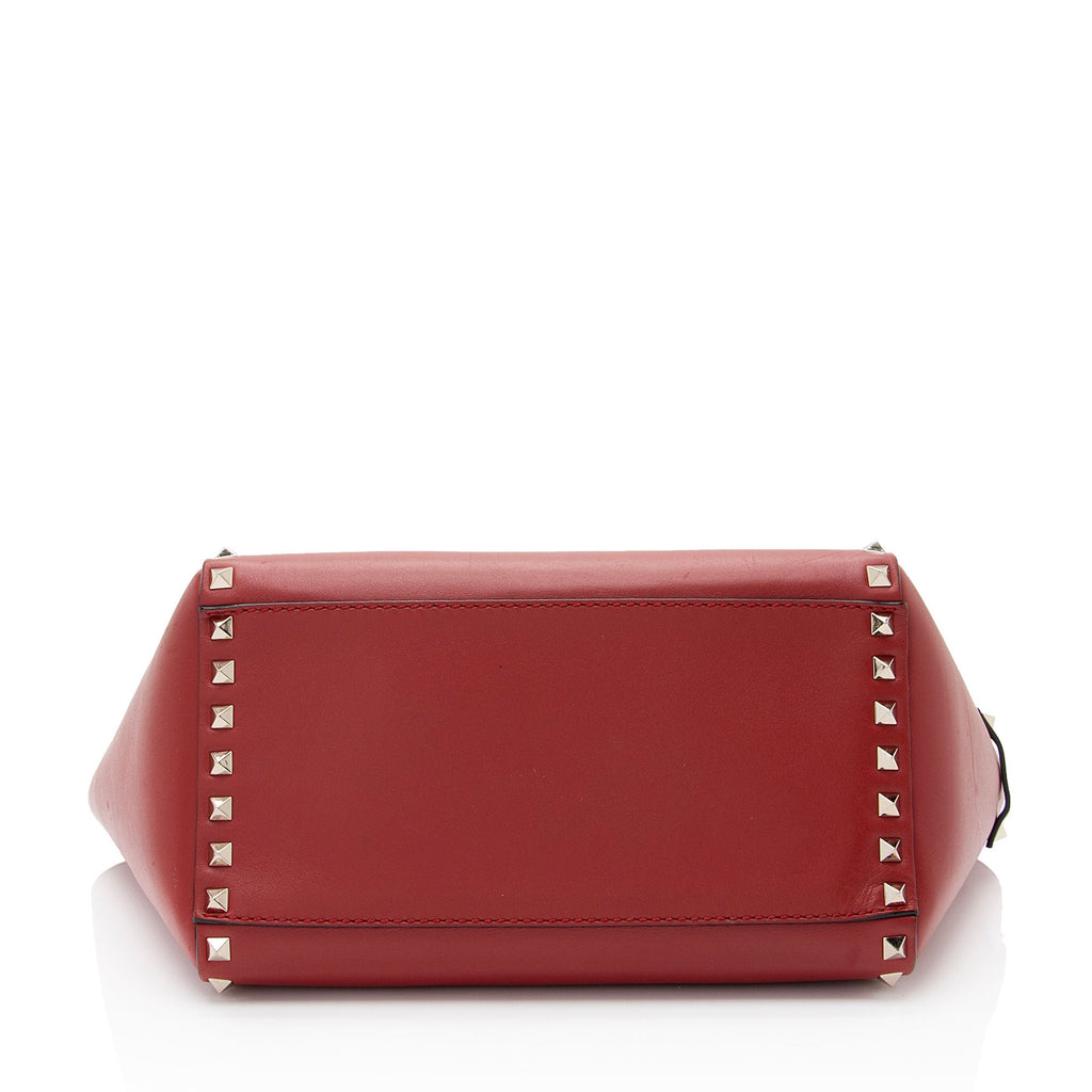 Valentino Calfskin Rockstud Double Handle Small Tote
