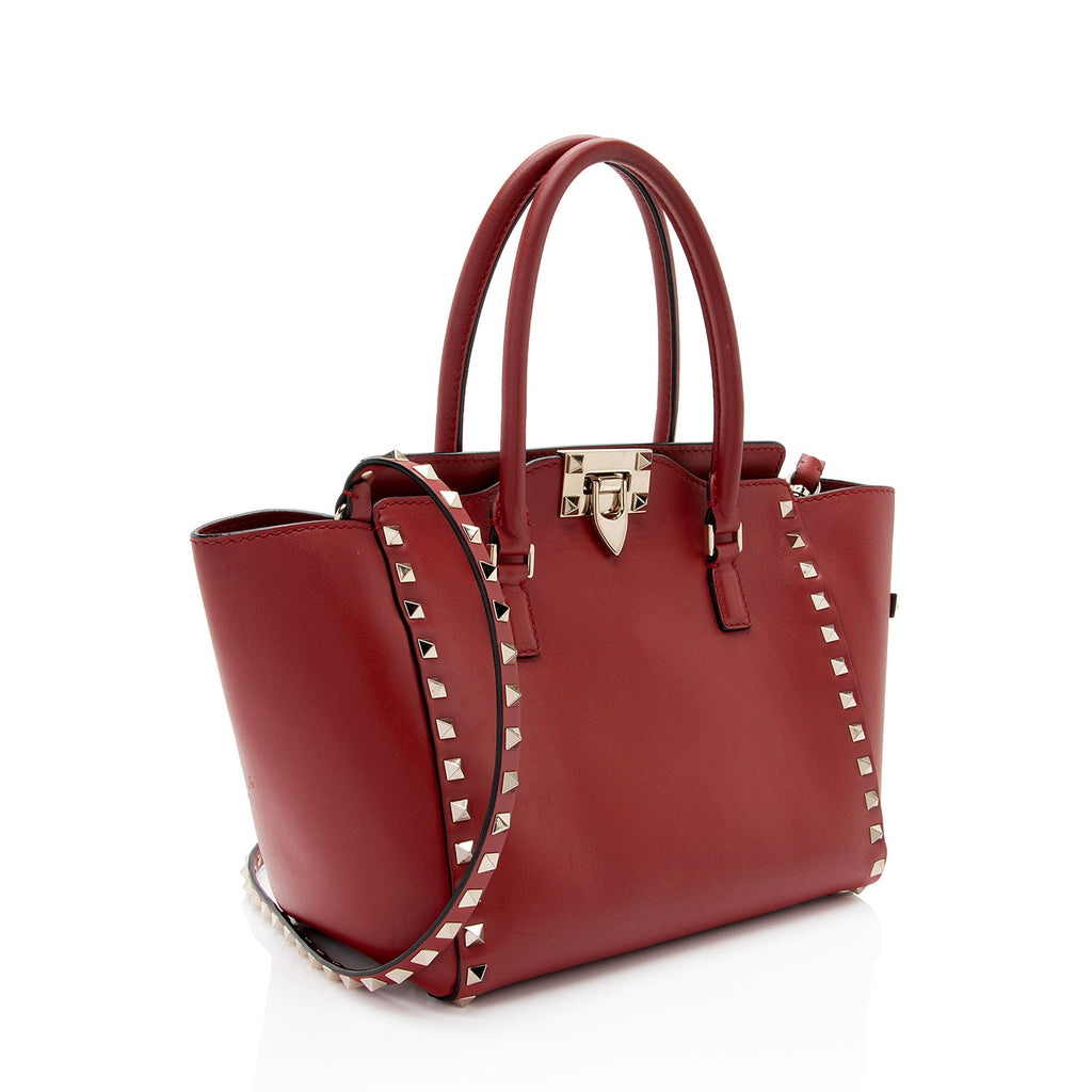 Valentino Calfskin Rockstud Double Handle Small Tote