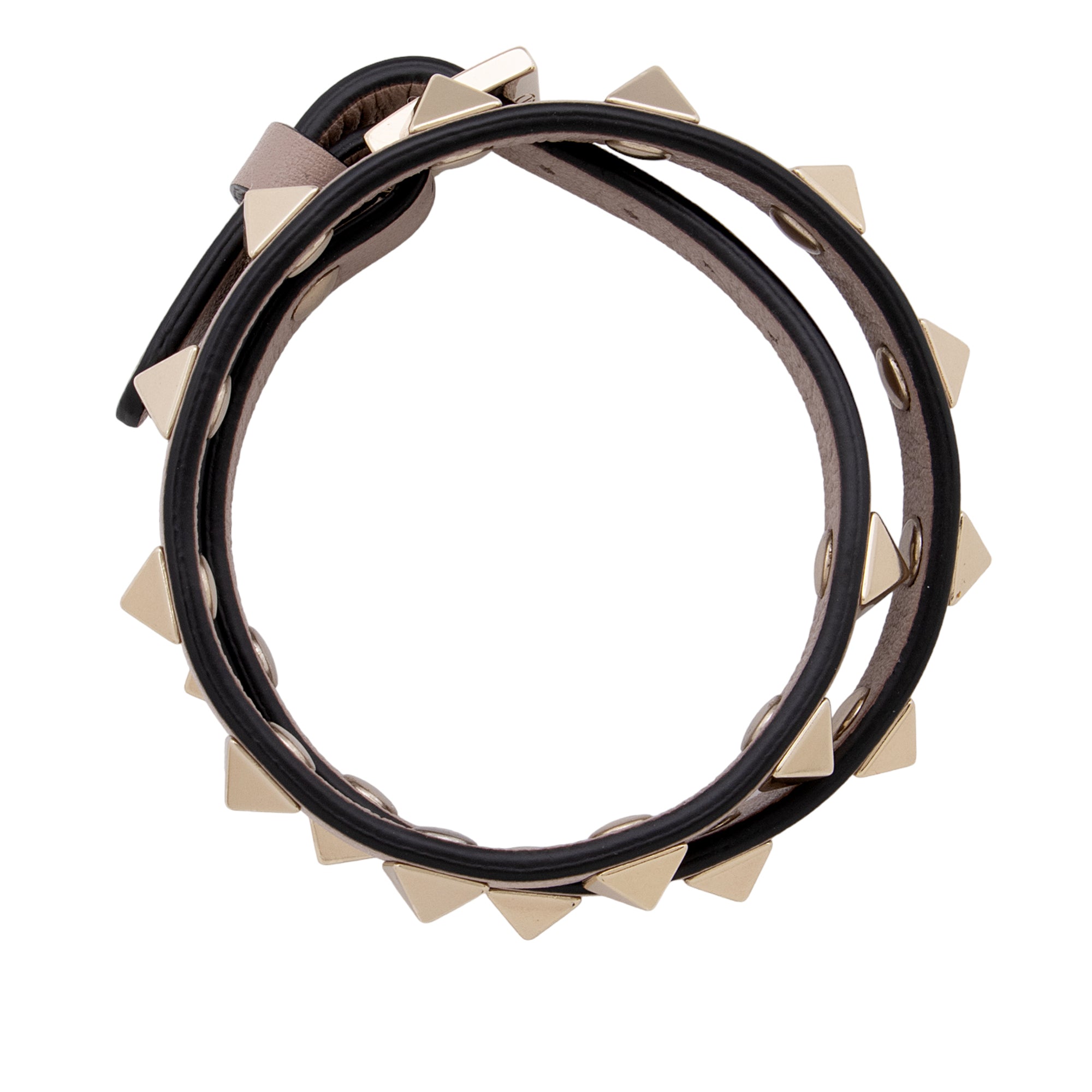 Valentino Calfskin Rockstud Double Strap Bracelet (SHF-9CwSGI)