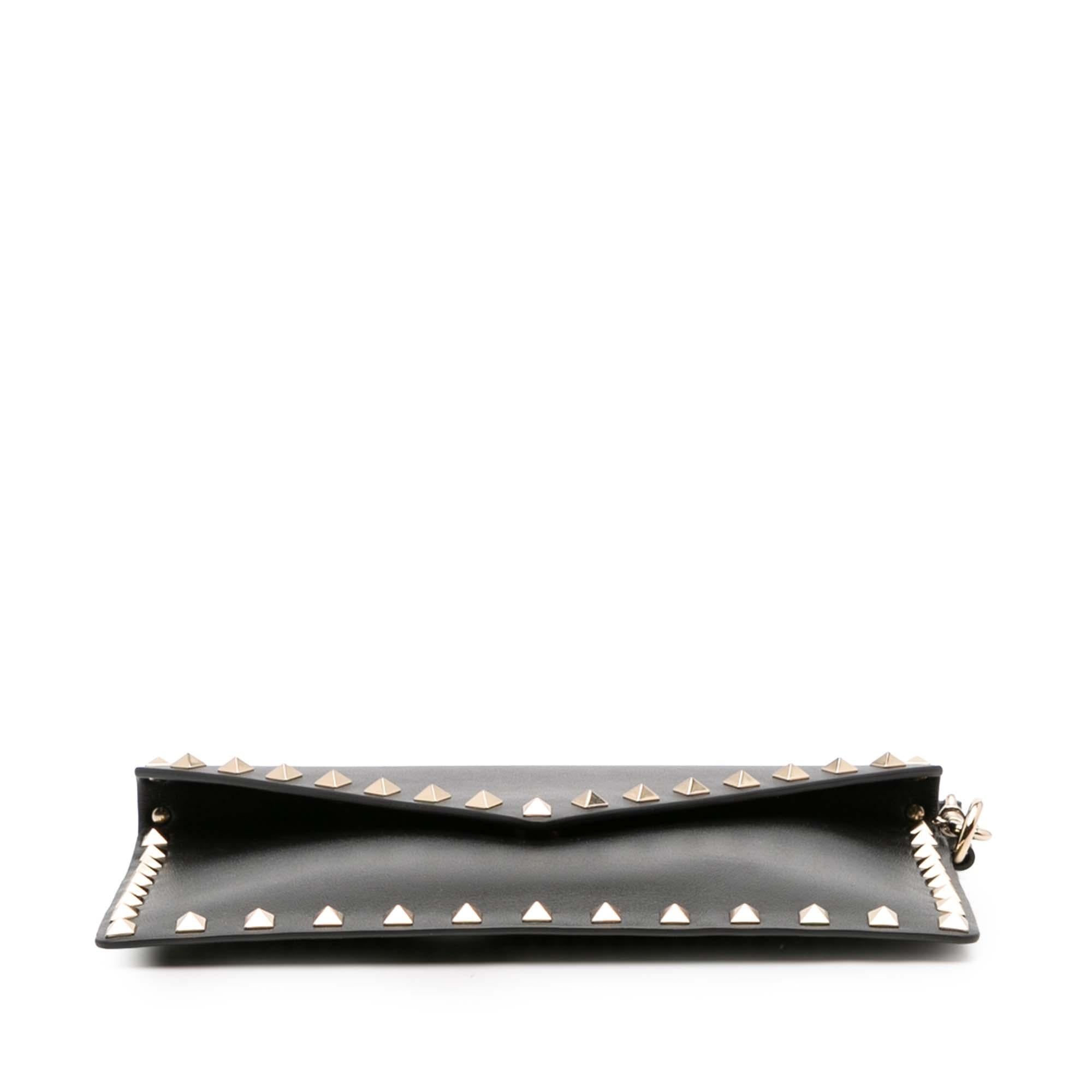 Valentino Calfskin Rockstud Envelope Flat Wristlet Clutch