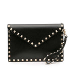 Valentino Calfskin Rockstud Envelope Flat Wristlet Clutch