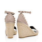 Valentino Calfskin Rockstud Espadrille Wedge Sandals - Size 9 / 39 (SHF-IwDqZj)