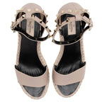 Valentino Calfskin Rockstud Espadrille Wedge Sandals - Size 9 / 39 (SHF-IwDqZj)
