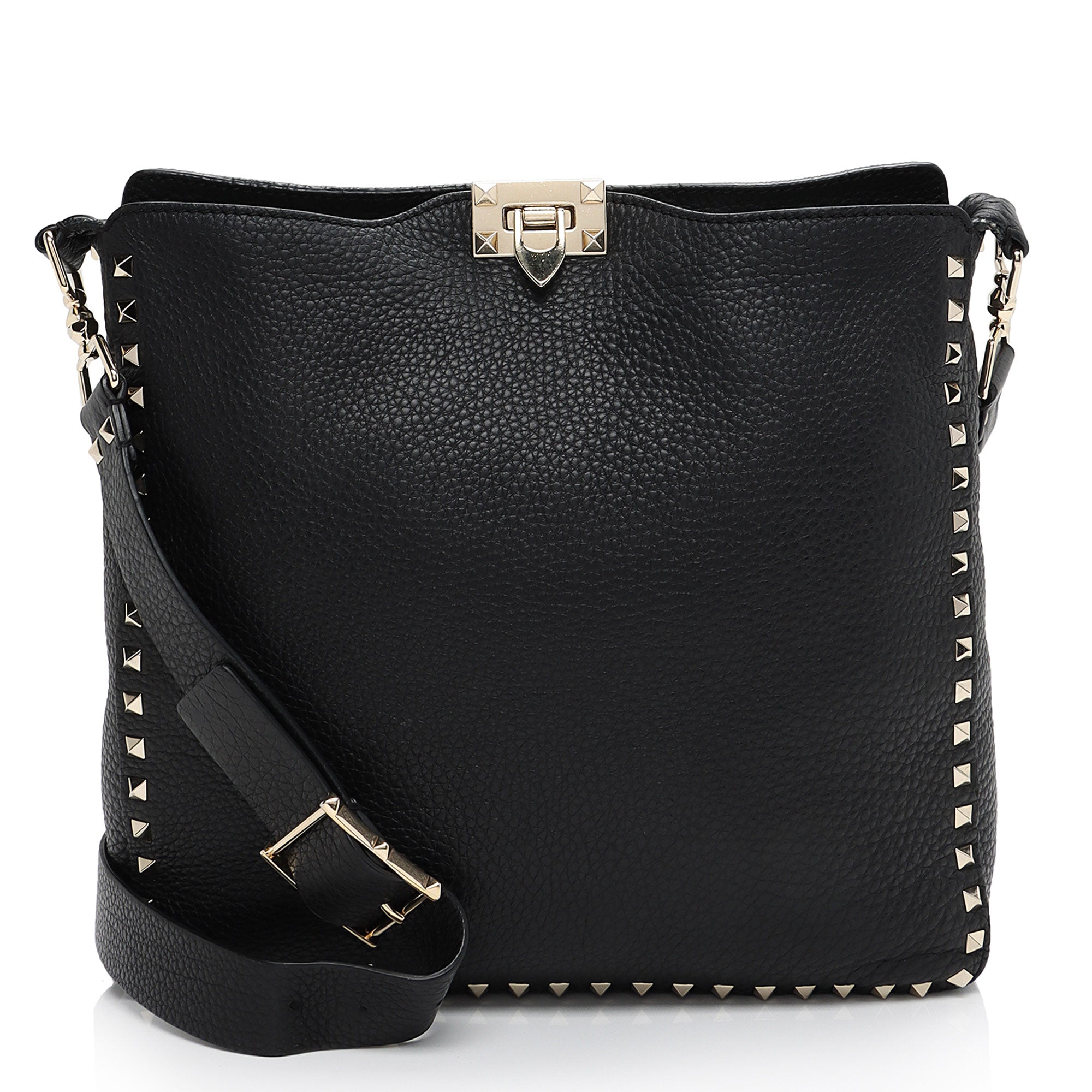 Valentino Calfskin Rockstud Large Messenger Bag (SHF-TuxJL8)