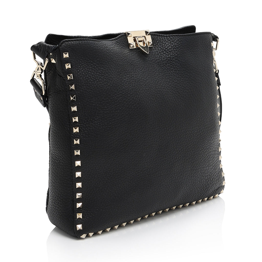 Valentino Calfskin Rockstud Large Messenger Bag (SHF-TuxJL8)