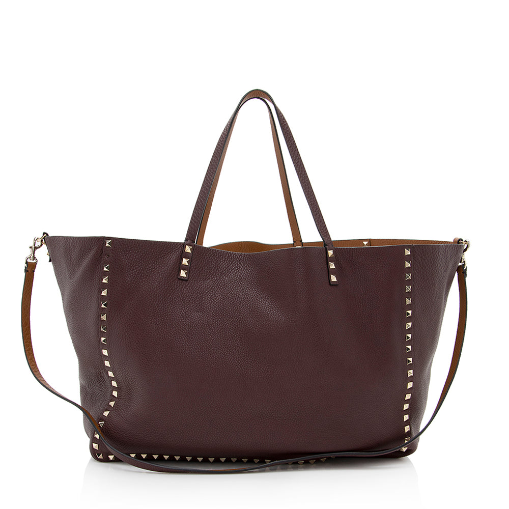 Valentino Calfskin Rockstud Reversible Small Tote - FINAL SALE (SHF-19189)
