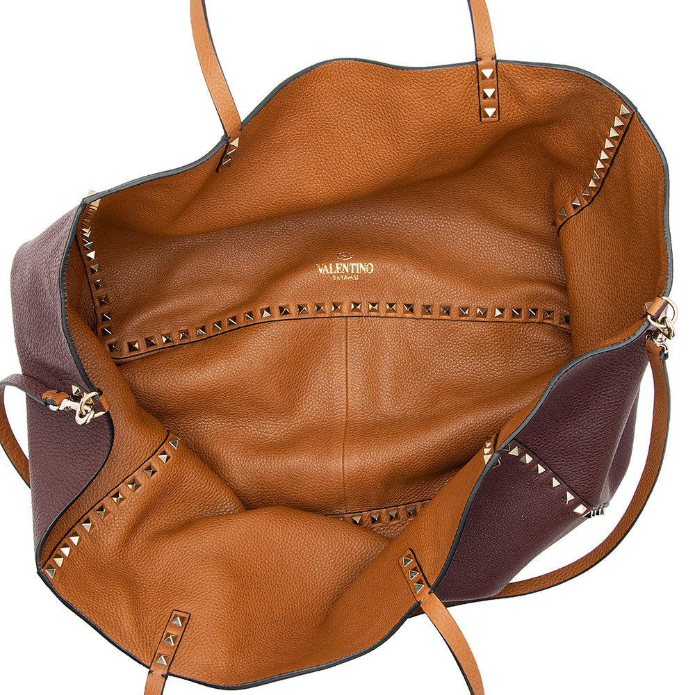 Valentino Calfskin Rockstud Reversible Small Tote - FINAL SALE (SHF-19189)
