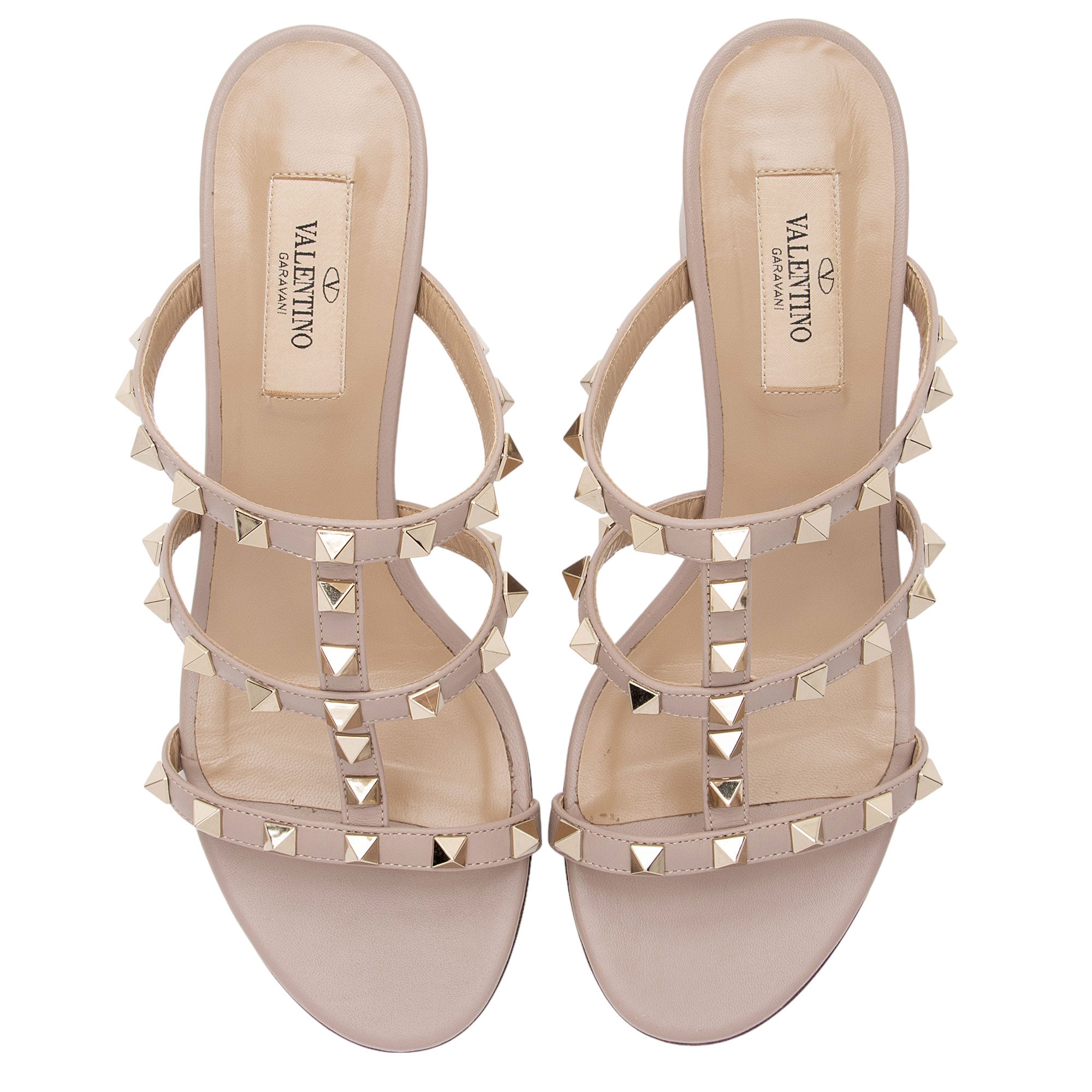 Valentino Calfskin Rockstud Slide Sandals - Size 7.5 / 37.5 (SHF-X4kMjr)
