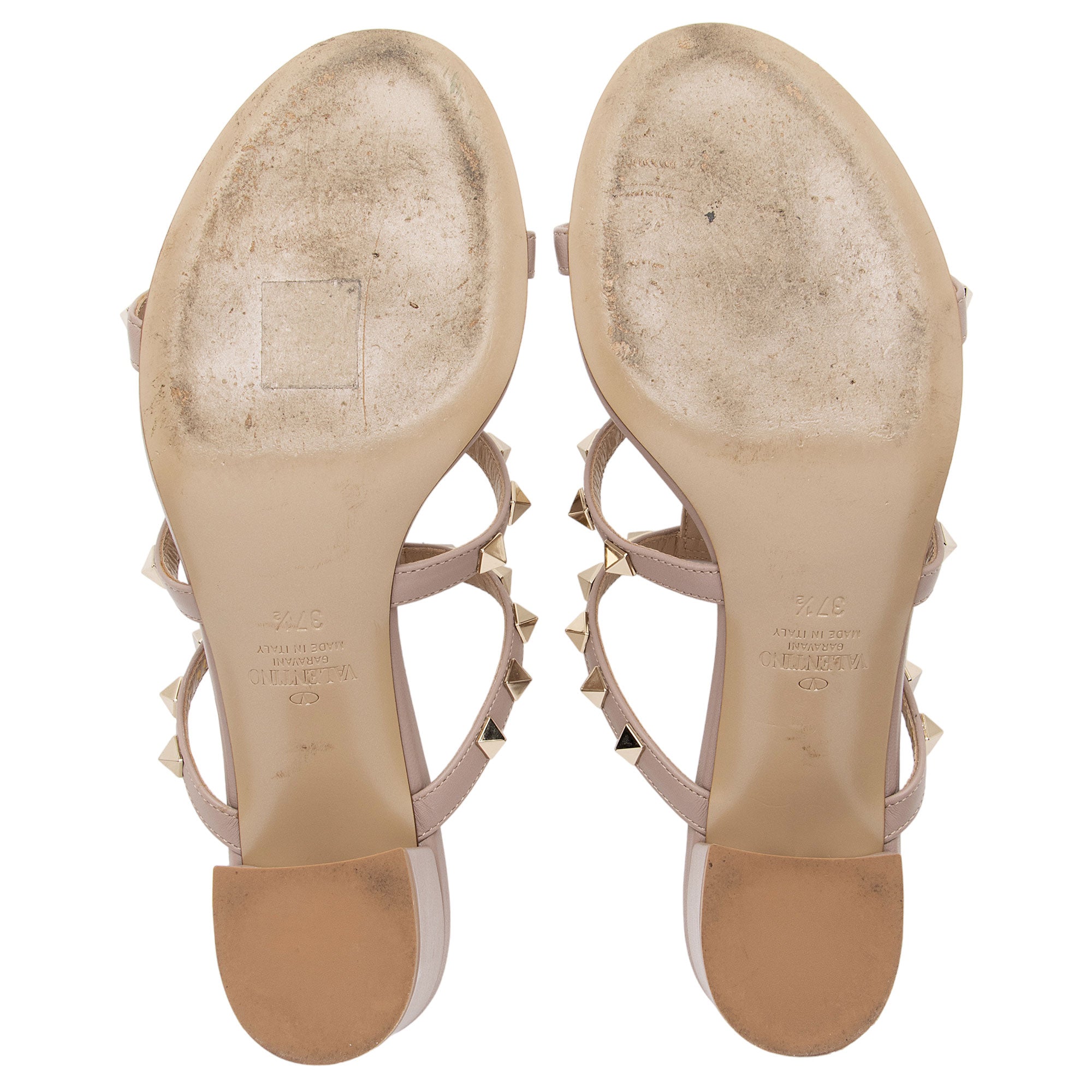Valentino Calfskin Rockstud Slide Sandals - Size 7.5 / 37.5 (SHF-X4kMjr)