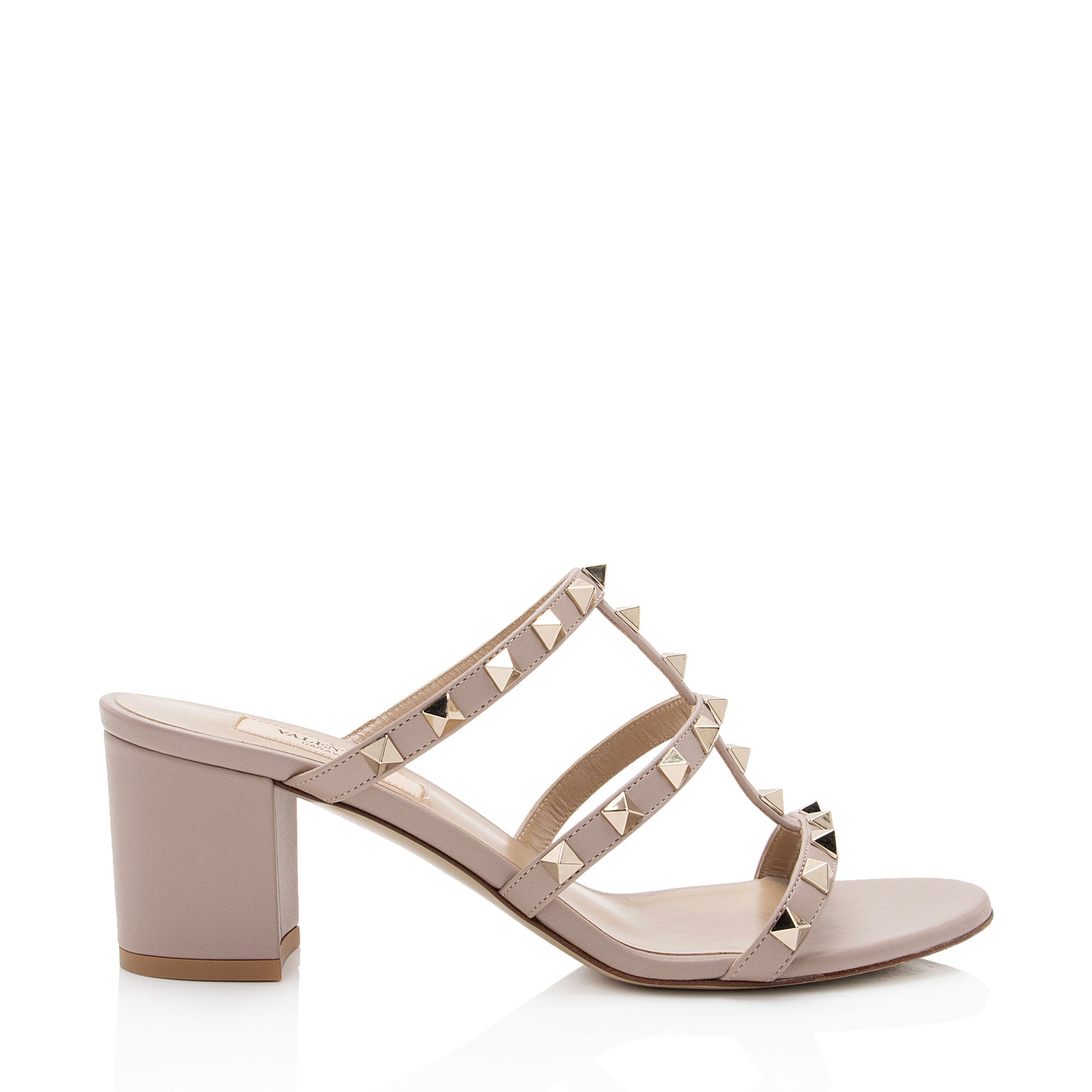 Valentino Calfskin Rockstud Slide Sandals - Size 7.5 / 37.5 (SHF-X4kMjr)