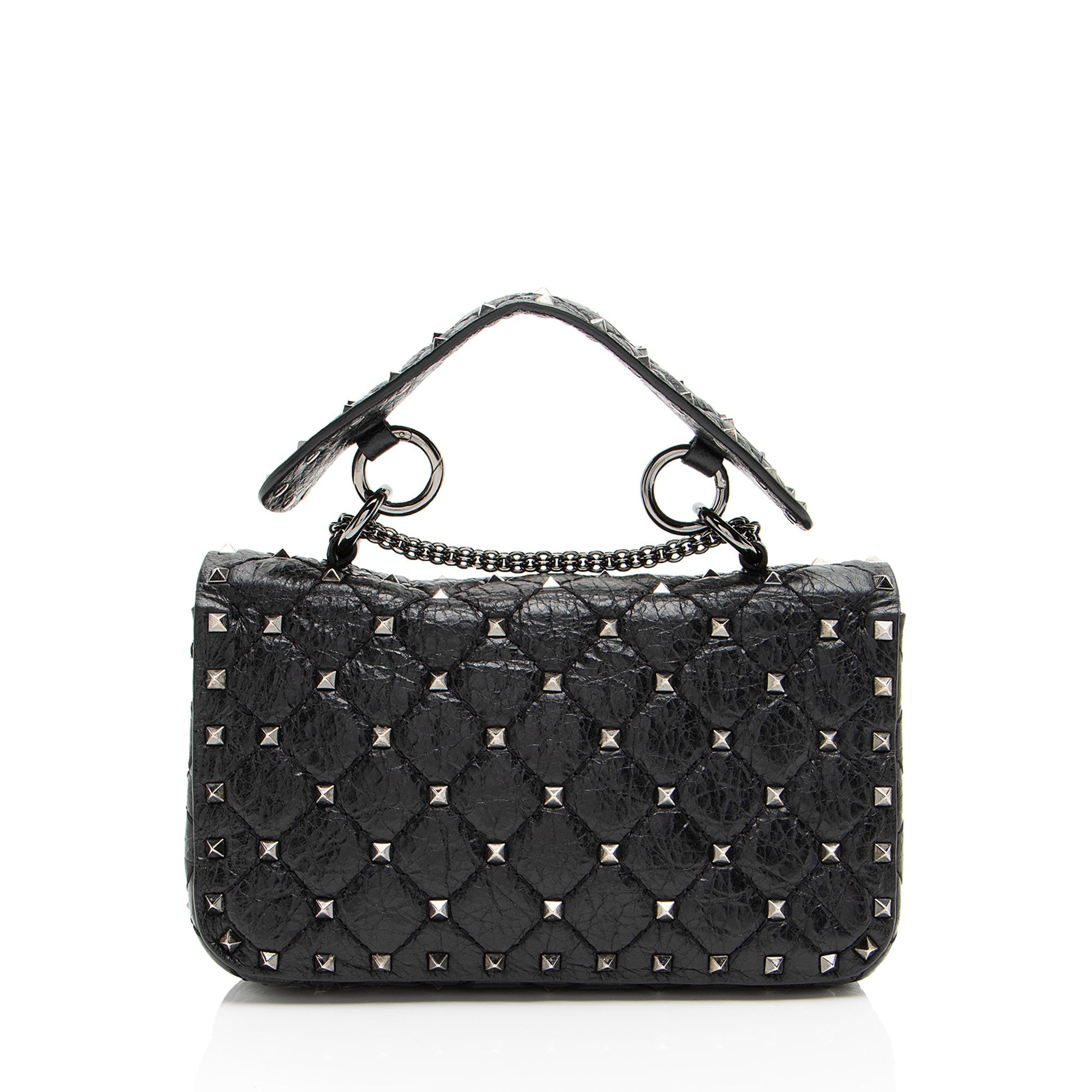 Valentino Calfskin Rockstud Spike Up Chain Small Shoulder Bag (SHF-rCwl8I)