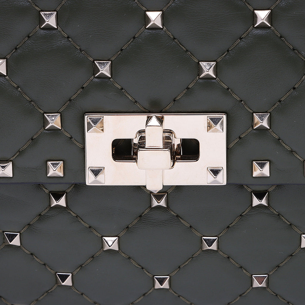 Valentino Calfskin Rockstud Spike Up Chain Shoulder Bag (SHF-a2oPsZ)