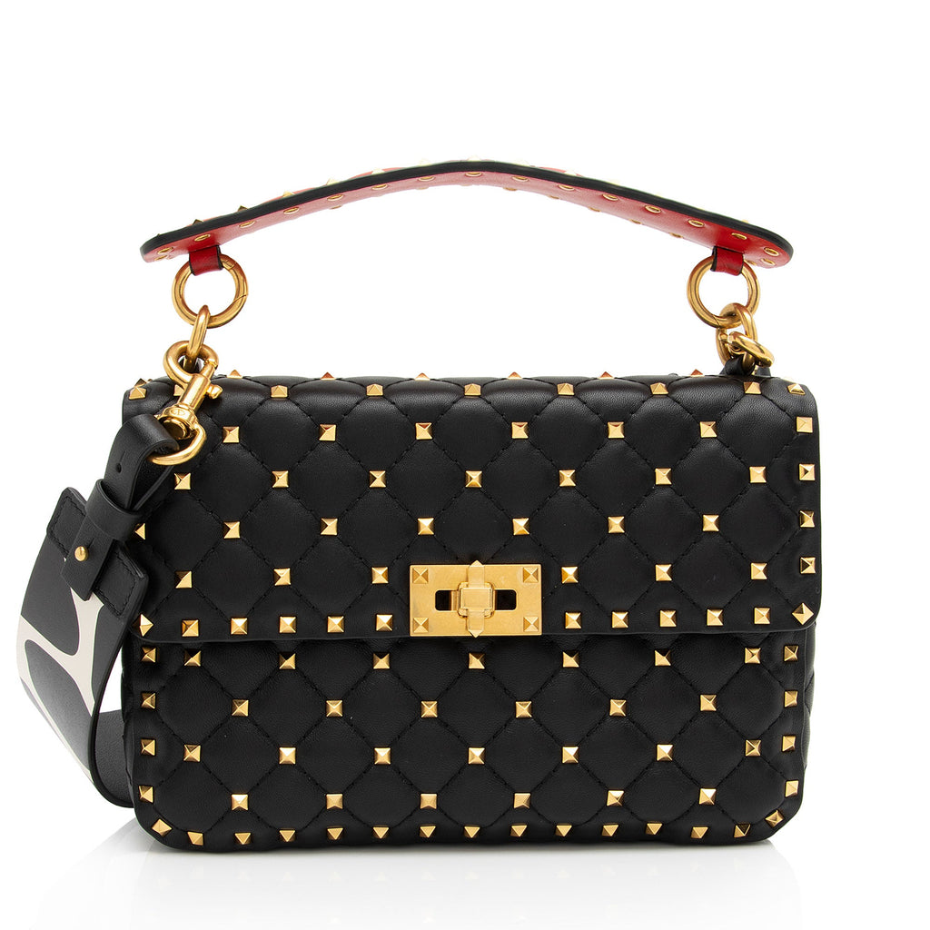 Valentino Calfskin Rockstud Spike Up Shoulder Bag (SHF-wWnaqz)