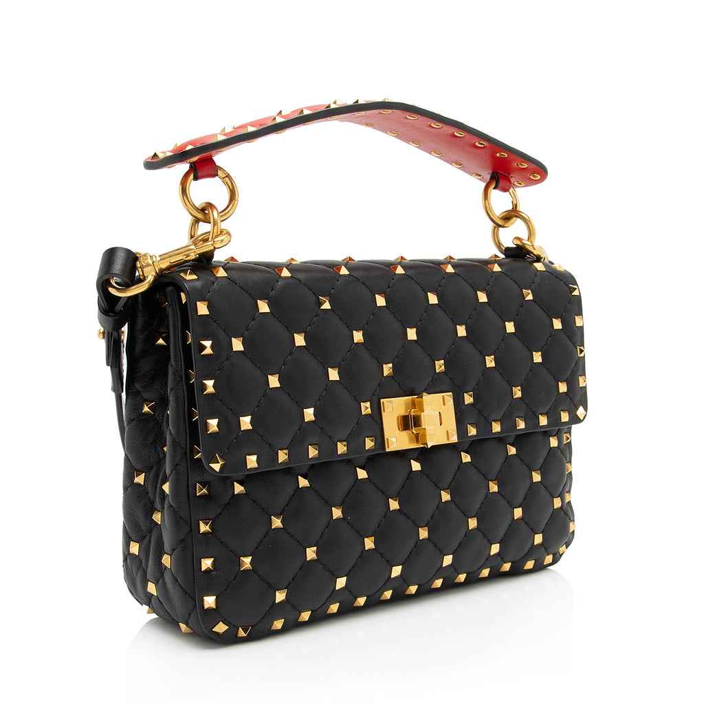Valentino Calfskin Rockstud Spike Up Shoulder Bag (SHF-wWnaqz)