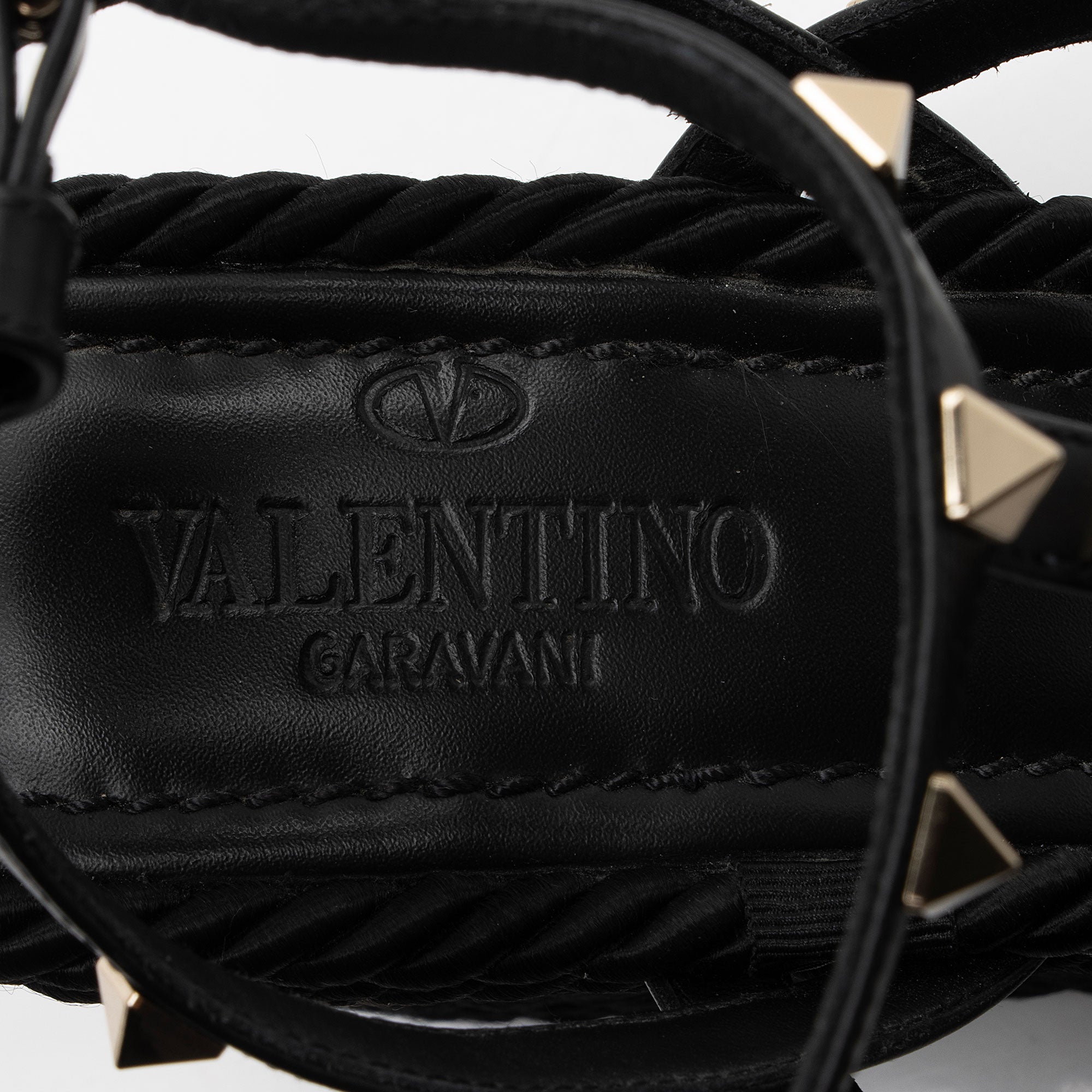 Valentino Calfskin Rockstud Torchon Ankle Strap Wedge Sandals - Size 8 / 38 (SHF-l1C1Qw)