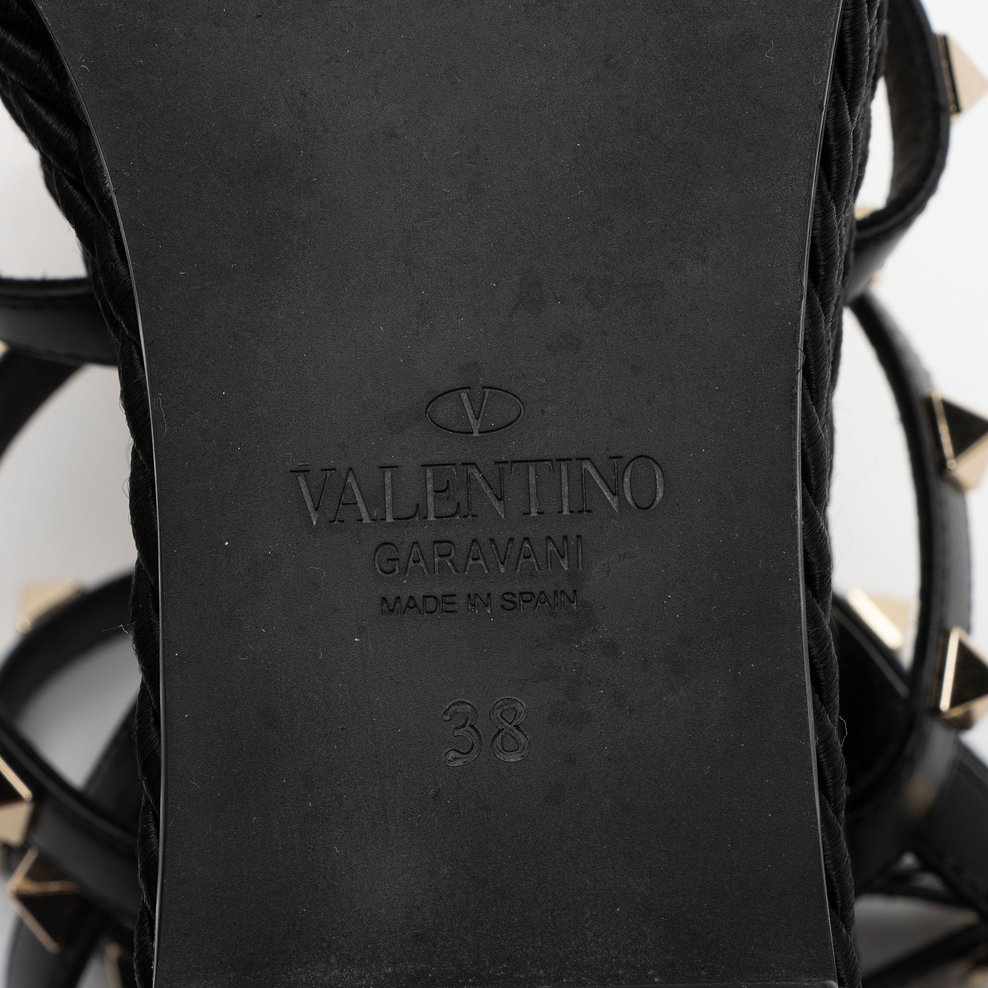 Valentino Calfskin Rockstud Torchon Ankle Strap Wedge Sandals - Size 8 / 38 (SHF-l1C1Qw)