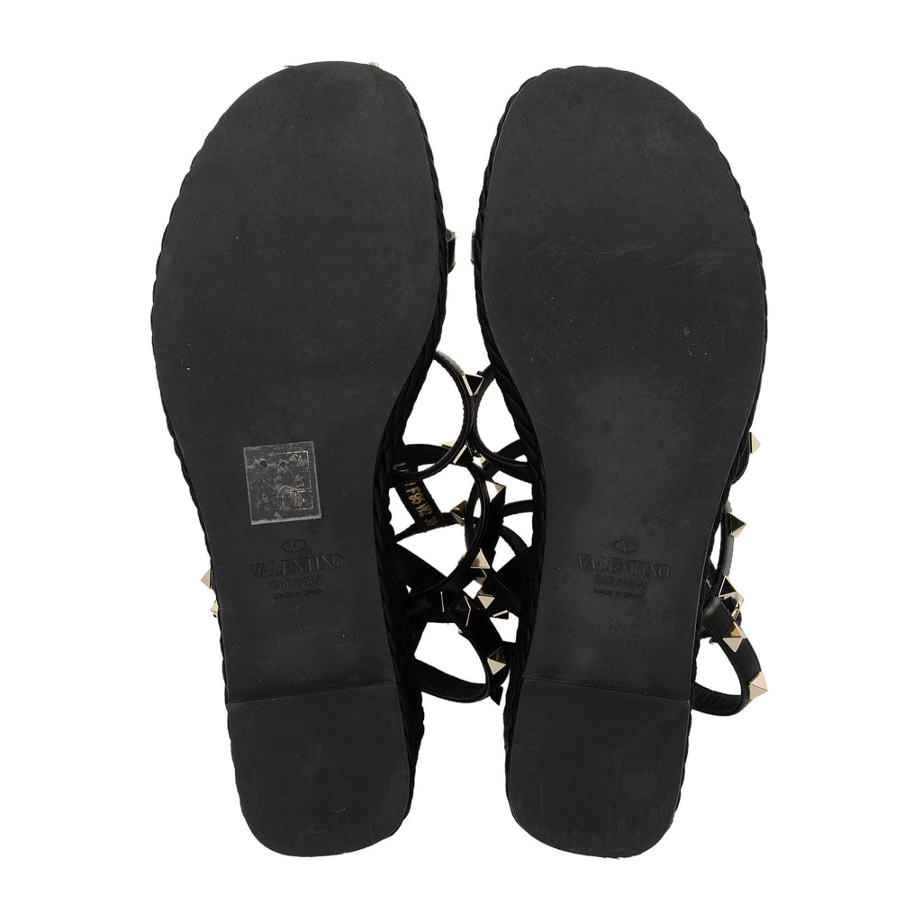 Valentino Calfskin Rockstud Torchon Ankle Strap Wedge Sandals - Size 8 / 38 (SHF-l1C1Qw)