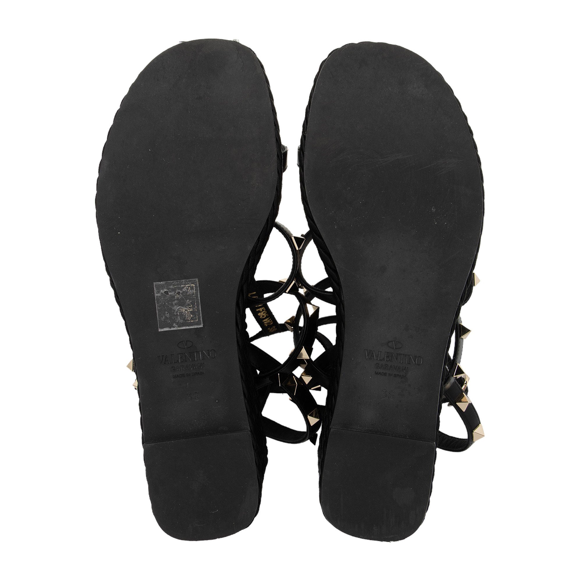 Valentino Calfskin Rockstud Torchon Ankle Strap Wedge Sandals - Size 8 / 38 (SHF-l1C1Qw)