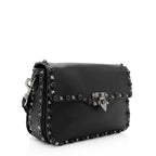 Valentino Calfskin Rolling Rockstud Guitar-Strap Shoulder Bag (SHF-19351)