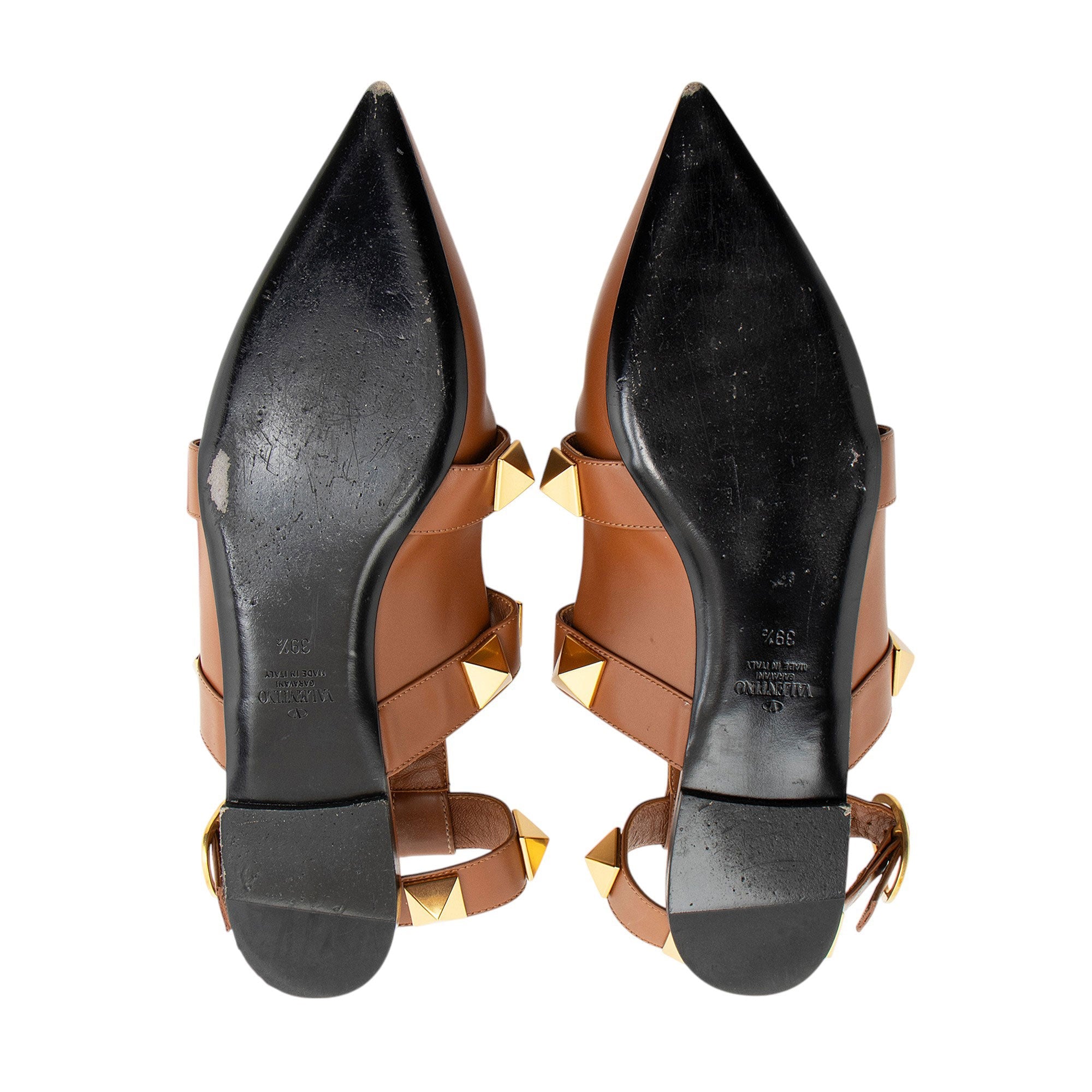 Valentino Calfskin Roman Stud Flats - Size 9.5 / 39.5