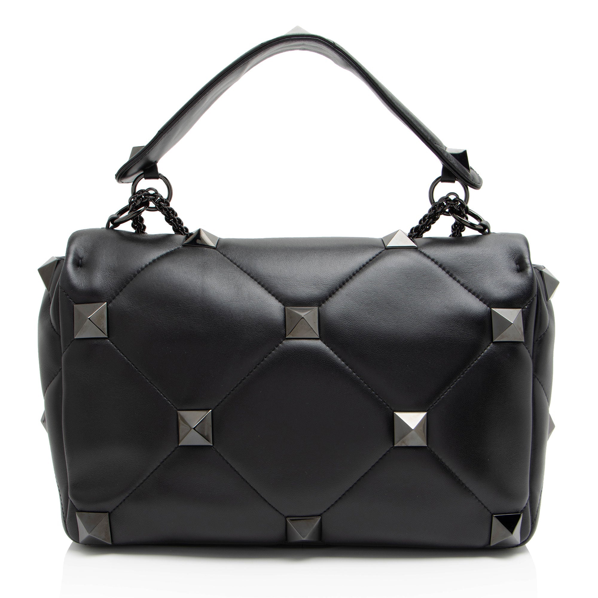 Valentino Calfskin Roman Stud Maxi Shoulder Bag