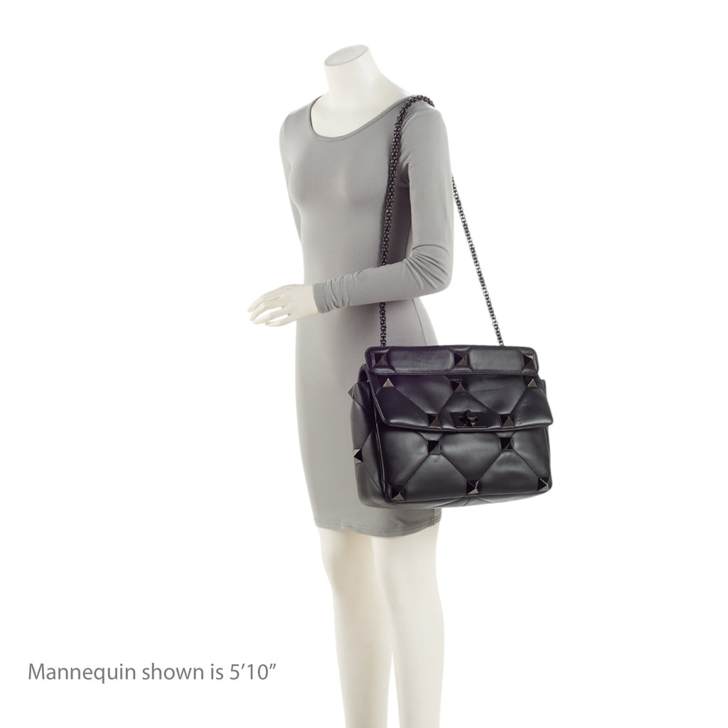 Valentino Calfskin Roman Stud Maxi Shoulder Bag