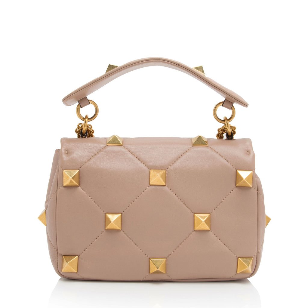 Valentino Calfskin Roman Stud Medium Shoulder Bag (SHF-SYRDK3)