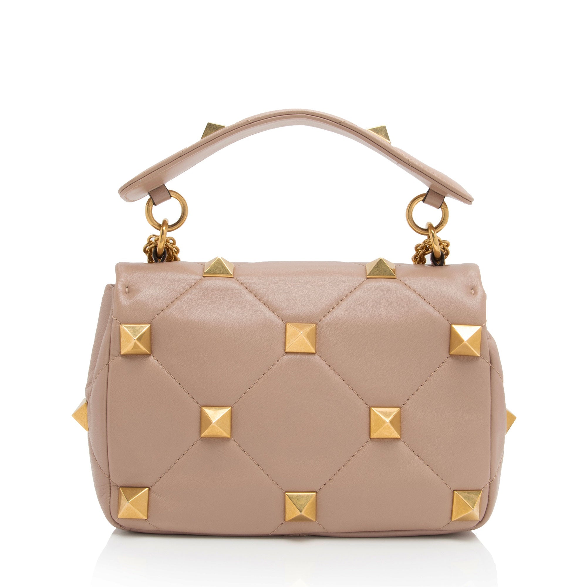 Valentino Calfskin Roman Stud Medium Shoulder Bag (SHF-SYRDK3)