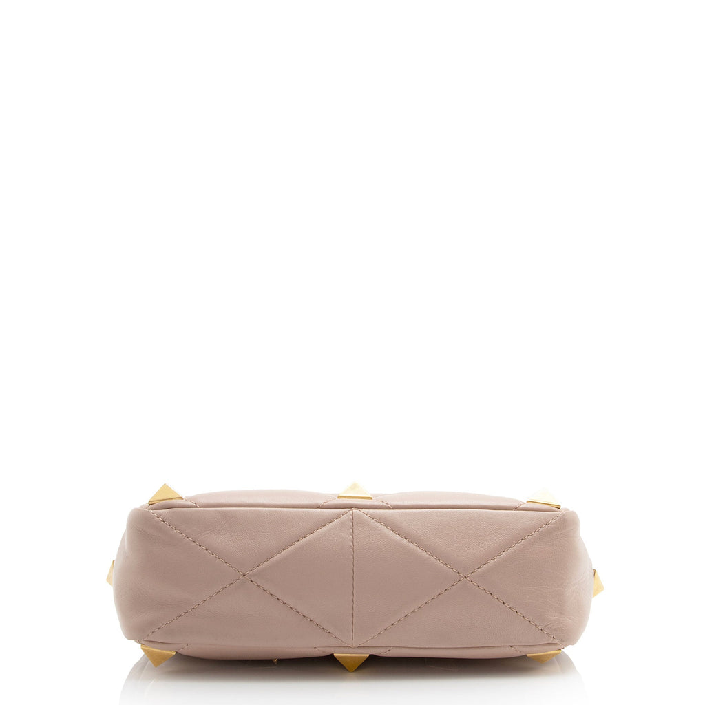 Valentino Calfskin Roman Stud Medium Shoulder Bag (SHF-SYRDK3)
