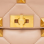 Valentino Calfskin Roman Stud Medium Shoulder Bag (SHF-SYRDK3)