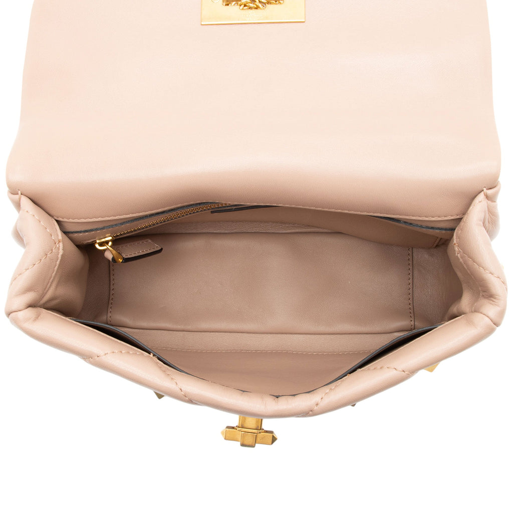 Valentino Calfskin Roman Stud Medium Shoulder Bag (SHF-SYRDK3)