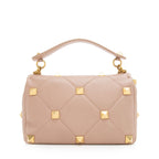 Valentino Calfskin Roman Stud Top Handle Large Shoulder Bag (SHF-22991)