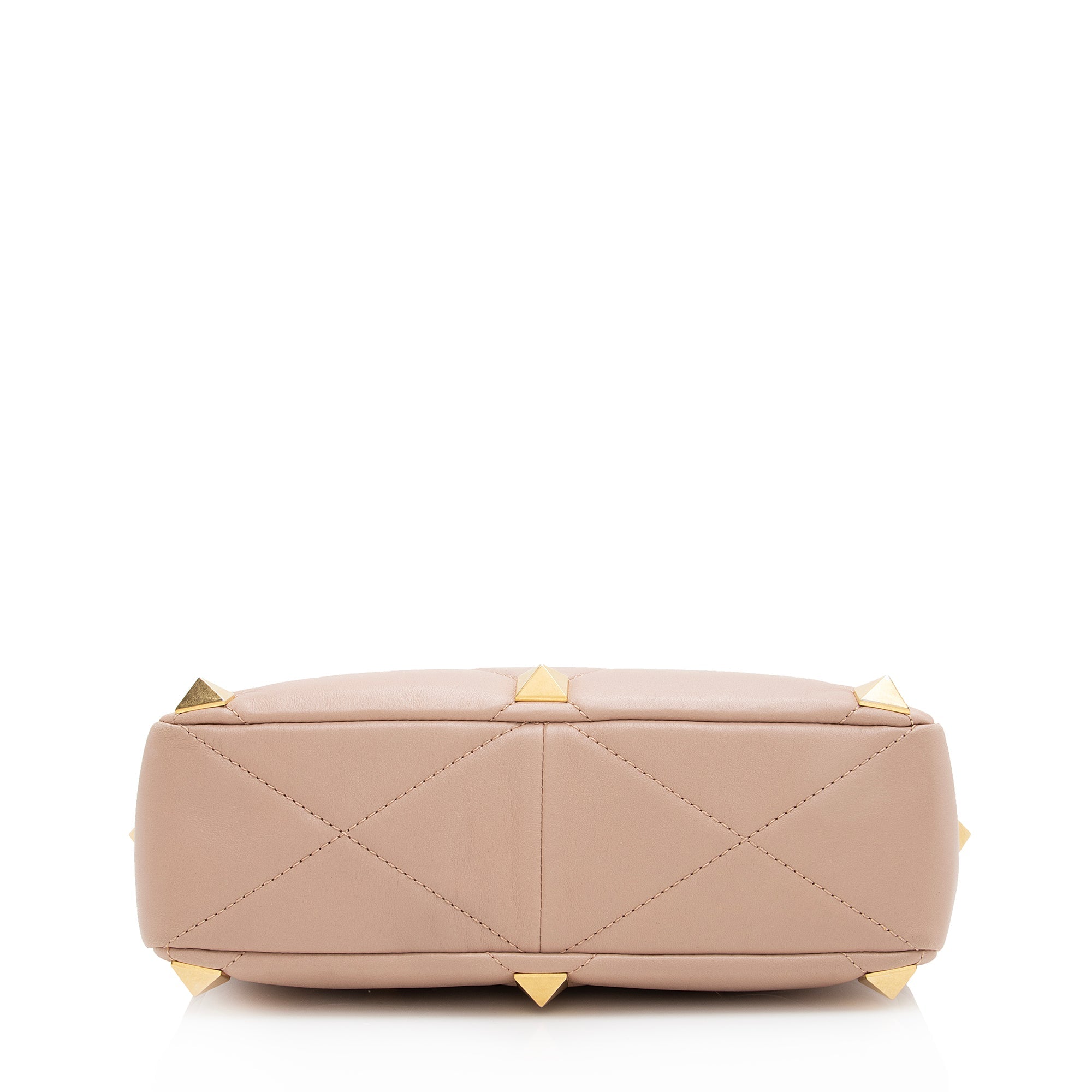 Valentino Calfskin Roman Stud Top Handle Large Shoulder Bag (SHF-22991)