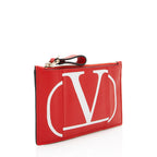 Valentino Calfskin V Logo Zip Pouch (SHF-16943)