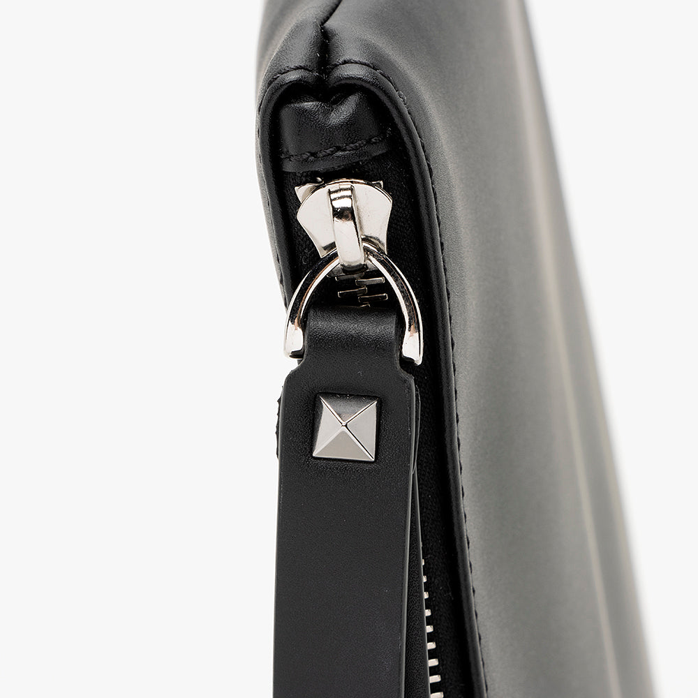 Valentino Rubber Effect Calfskin VLTN Wristlet (SHF-18955)