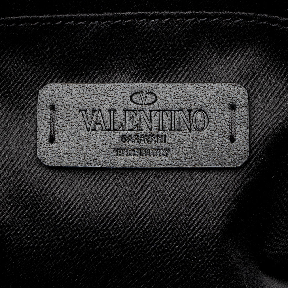 Valentino Rubber Effect Calfskin VLTN Wristlet (SHF-18955)