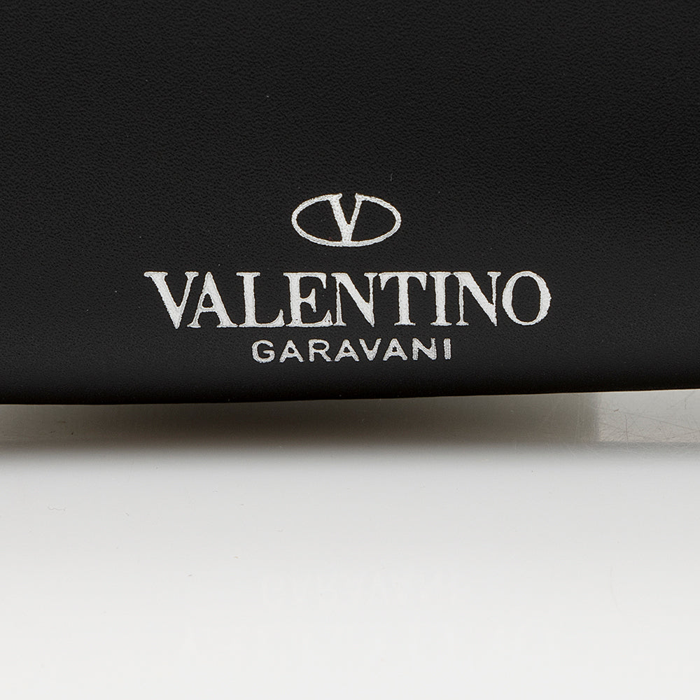 Valentino Rubber Effect Calfskin VLTN Wristlet (SHF-18955)