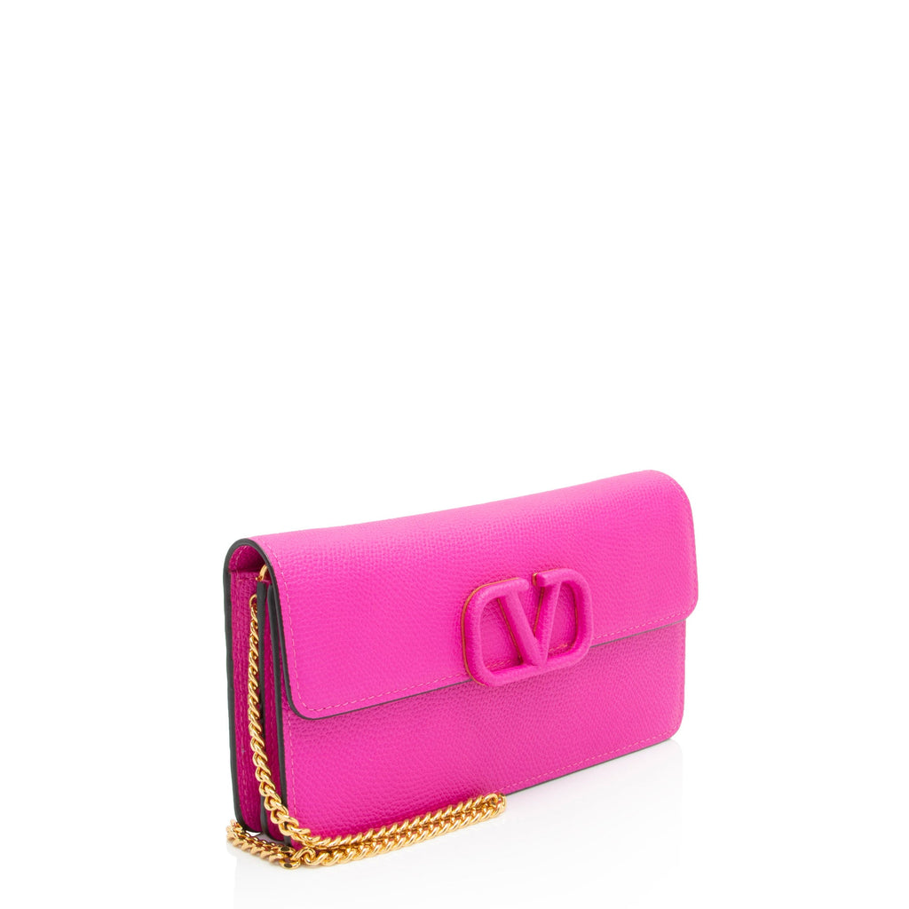 Valentino Calfskin VLogo Wallet on Chain
