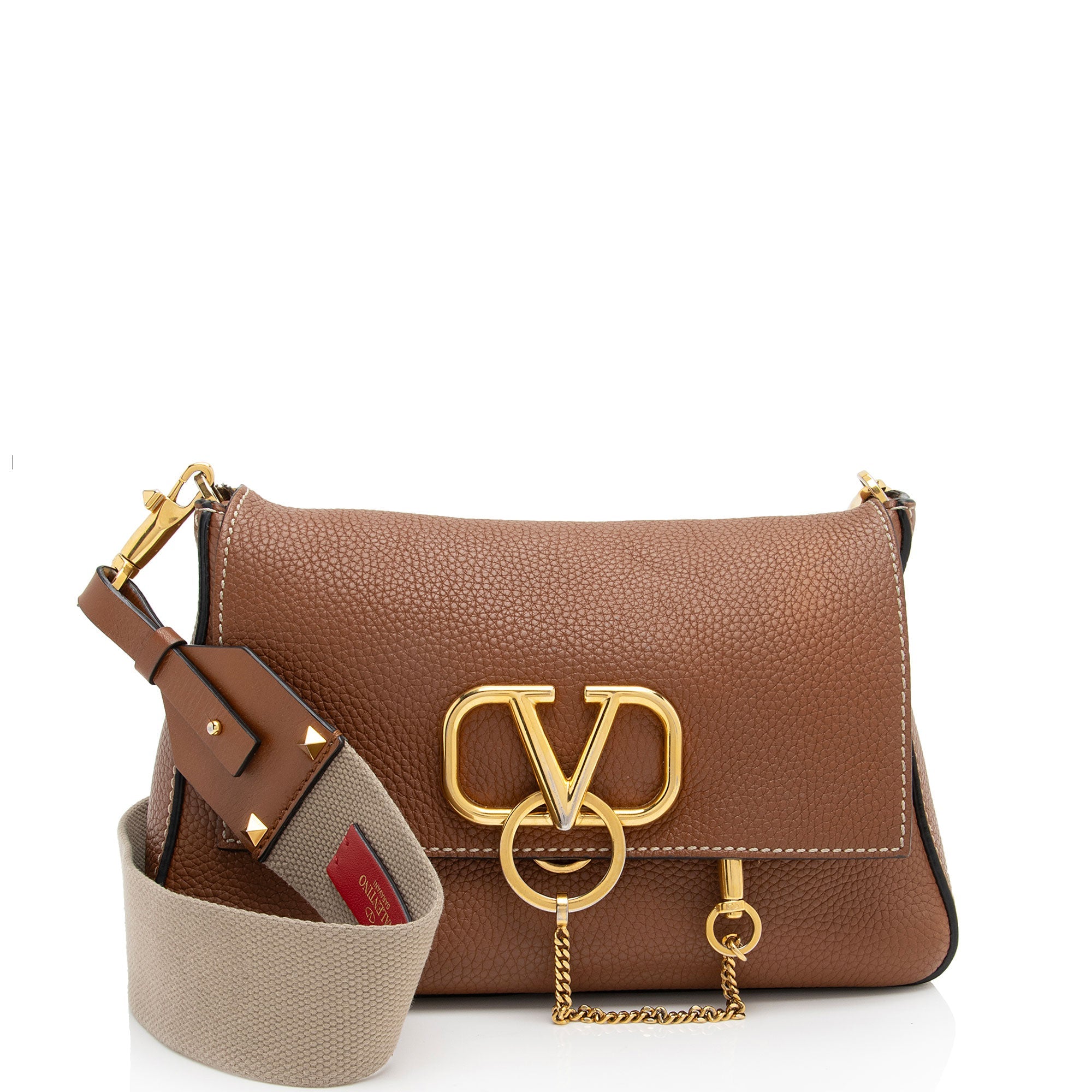 Valentino Calfskin Vring Flap Saddle Bag (SHF-Wbg0DV)