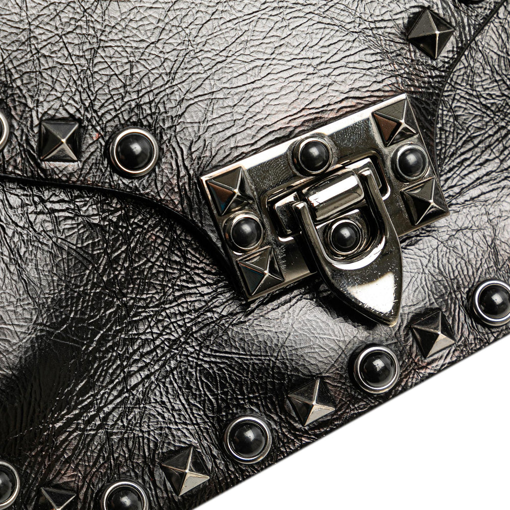 Valentino Craquele Calfskin Guitar Strap Rockstud Rolling Flap Crossbody