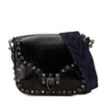 Valentino Craquele Calfskin Guitar Strap Rockstud Rolling Flap Crossbody