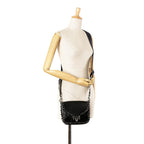 Valentino Craquele Calfskin Guitar Strap Rockstud Rolling Flap Crossbody