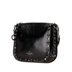 Valentino Craquele Calfskin Guitar Strap Rockstud Rolling Flap Crossbody
