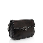 Valentino Craquele Calfskin Rolling Rockstud Guitar Strap Medium Crossbody (SHF-O6C3vW)