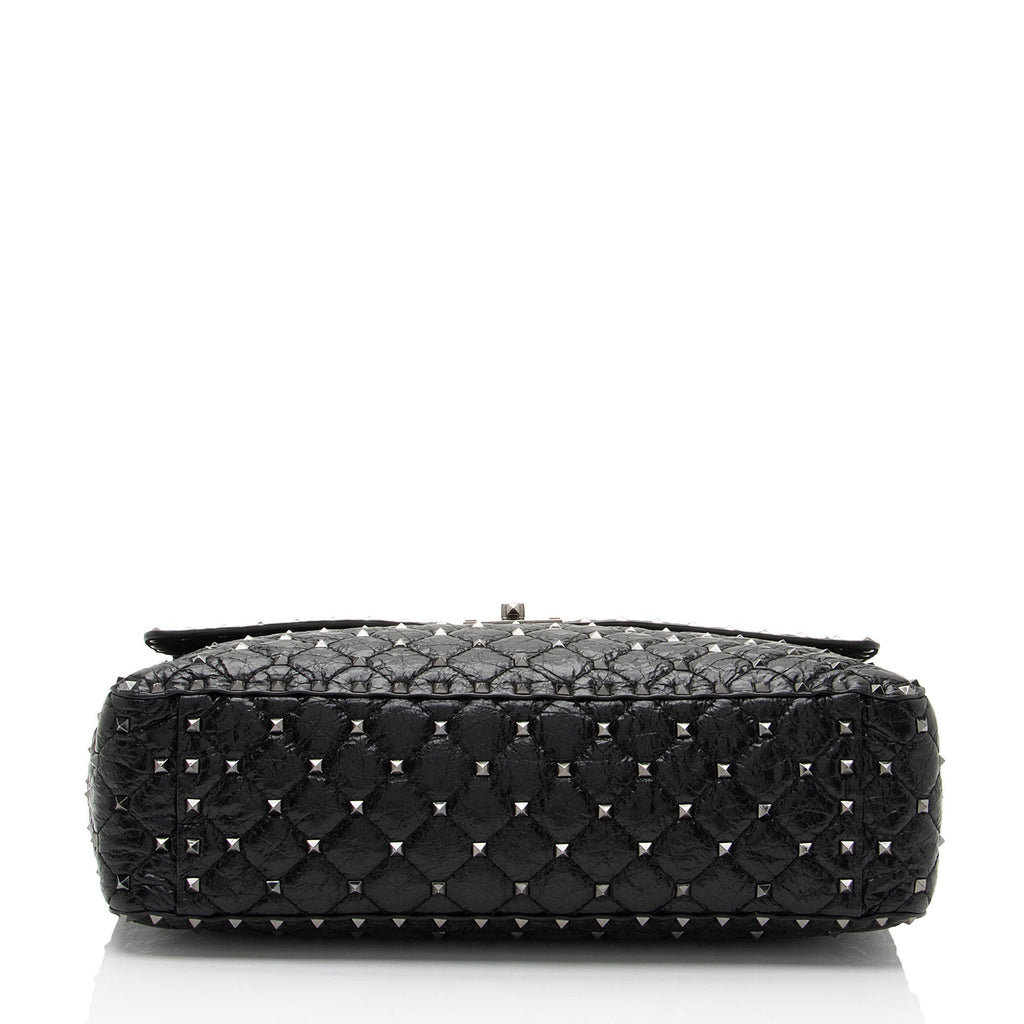 Valentino Crinkled Calfskin Rockstud Spike Up Maxi Shoulder Bag