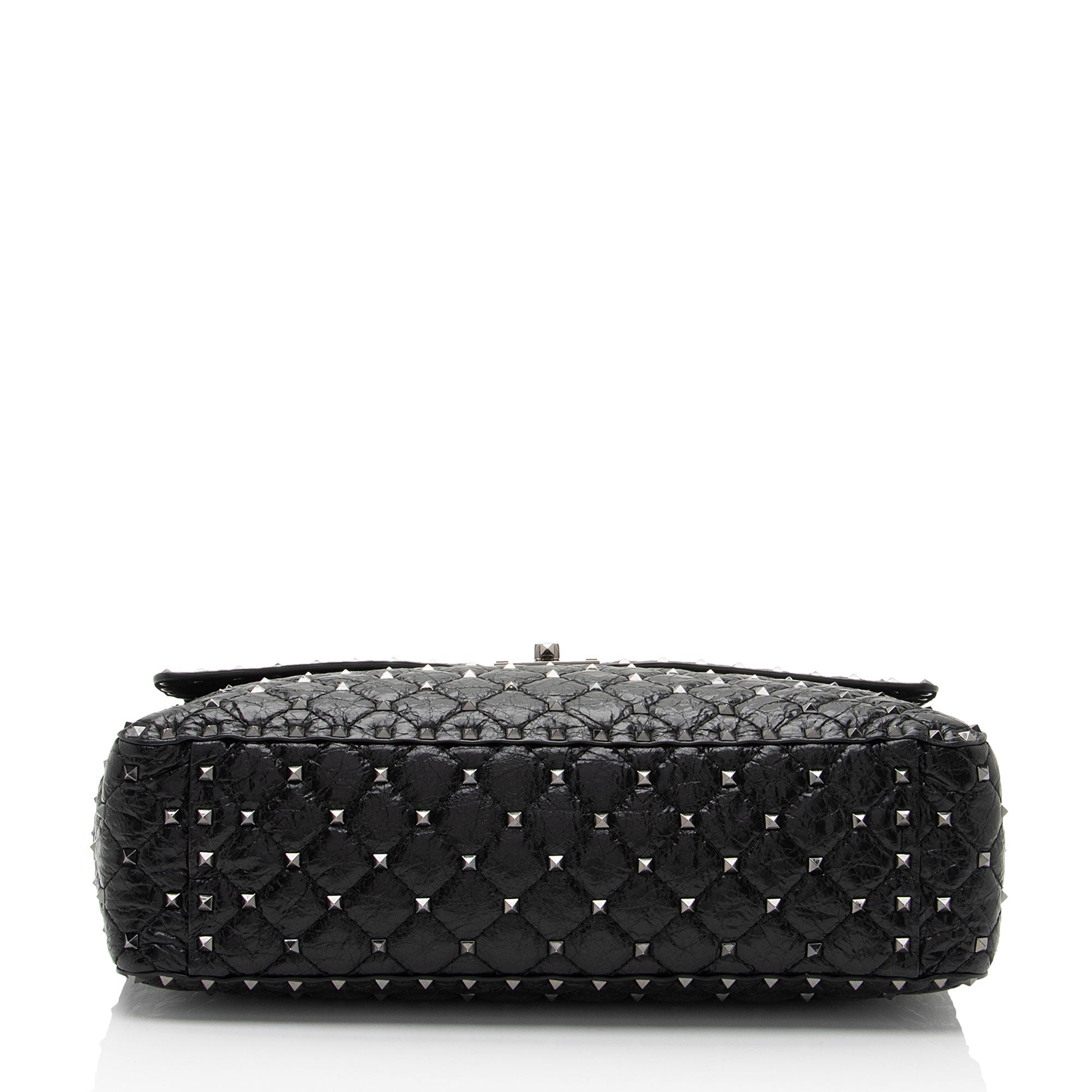 Valentino Crinkled Calfskin Rockstud Spike Up Maxi Shoulder Bag