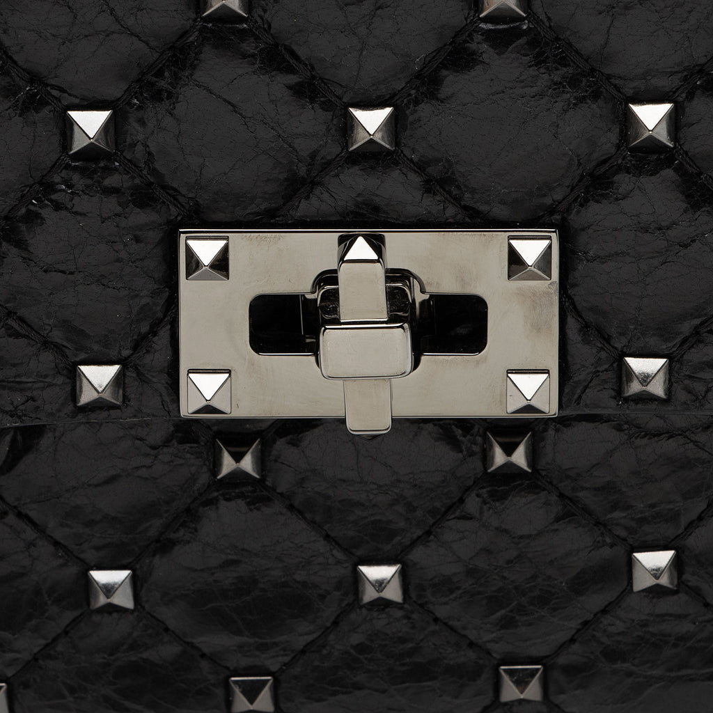 Valentino Crinkled Calfskin Rockstud Spike Up Maxi Shoulder Bag